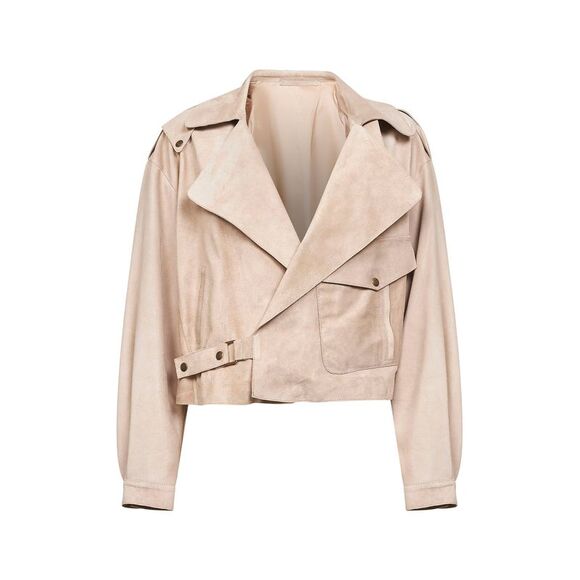 Salvatore Santoro Women Sand Suede Biker Jacket